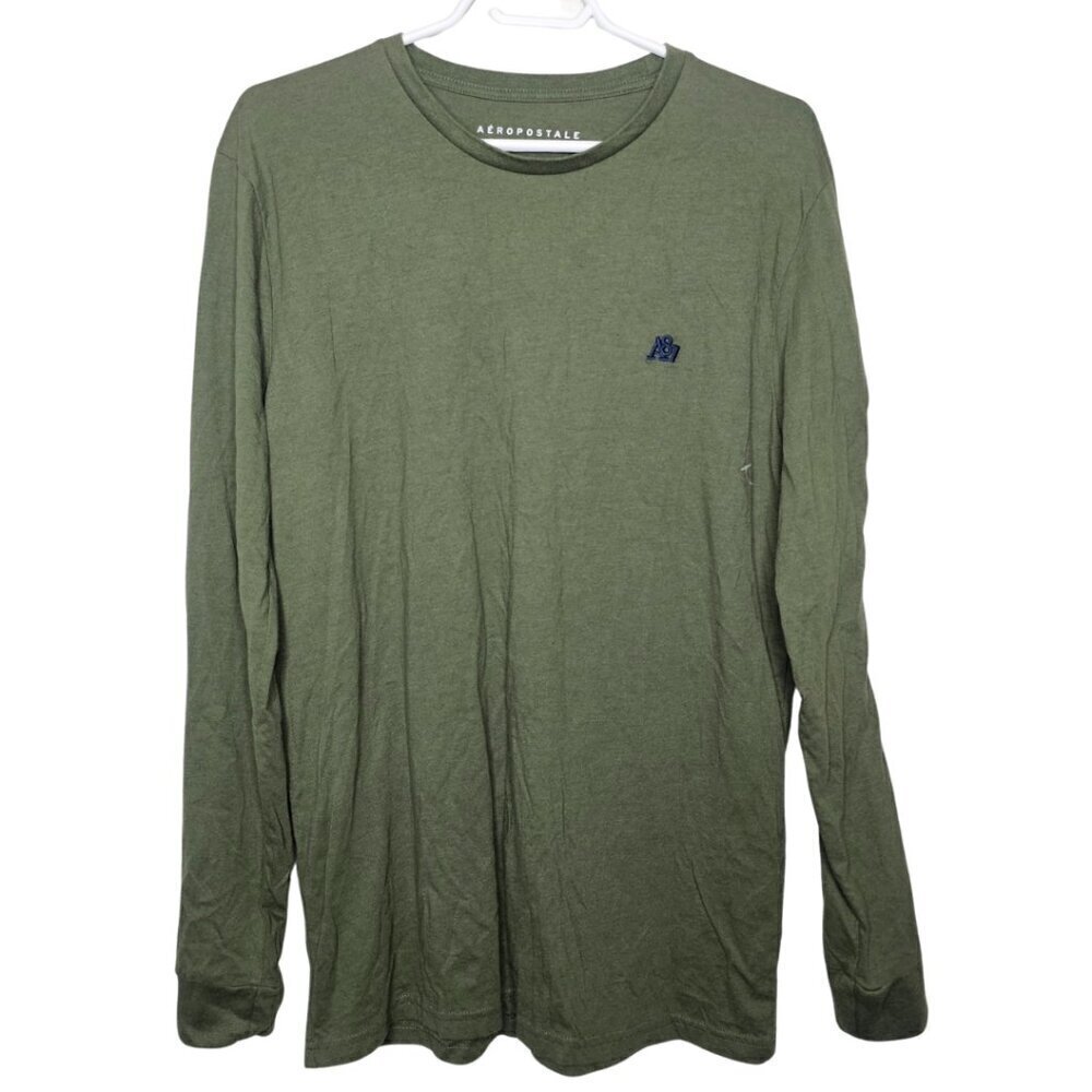 Men's Crew Neck Long Sleeve Aeropostale Shirt Size M Khaki Green